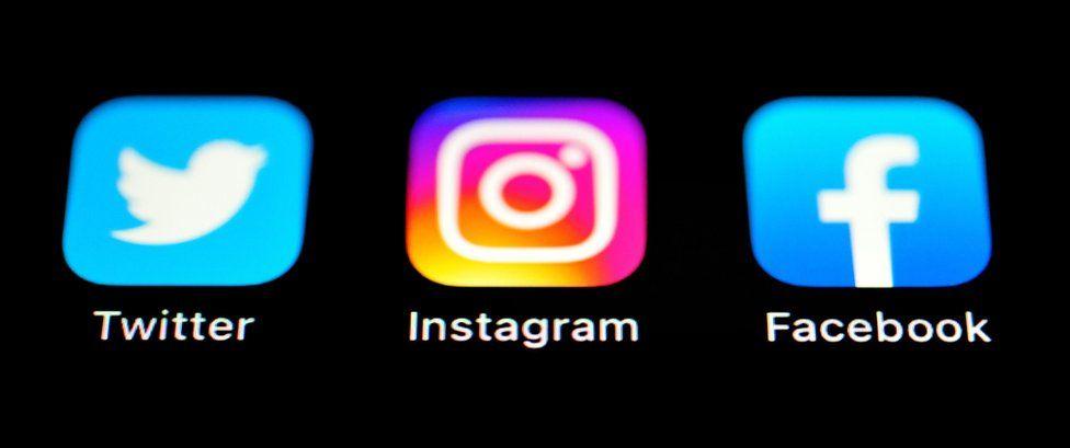 Twitter, Instagram and Facebook logos